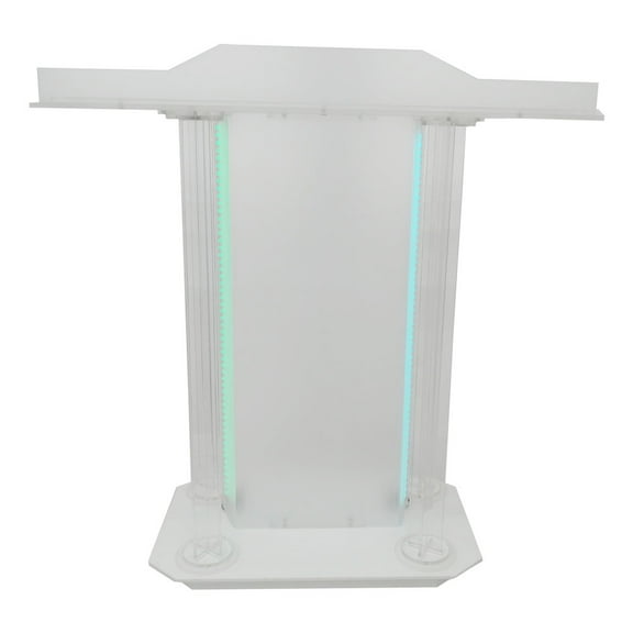 INTSUPERMAI LED Conference Lecture Podium Pulpits Clear Acrylic with Four Wheels