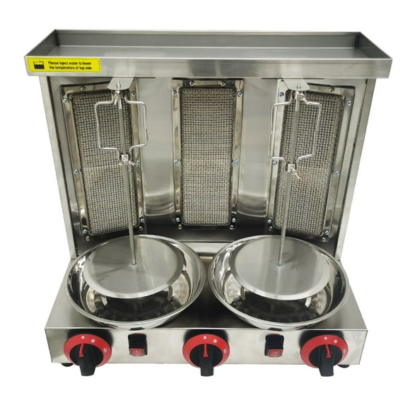 INTSUPERMAI LPG Gas Shawarma Doner Kebab Machine Grill Machine 2 Burners Vertical Broiler