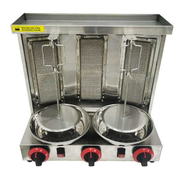 INTSUPERMAI LPG Gas Shawarma Doner Kebab Machine Grill Machine 2 Burners Vertical Broiler