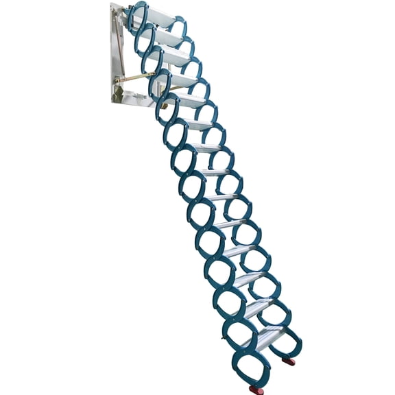INTSUPERMAI Loft Wall Ladder Stairs Wall Mounted Attic Extension Folding Loft Alloy Blue 11.5ft Height 14 Steps