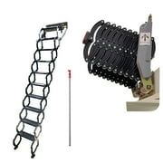 INTSUPERMAI Narrow Wall Mounted Folding Ladder Loft Stair 12 Steps Magnesium Alloy Full Black