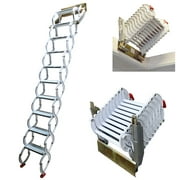 INTSUPERMAI Narrow Wall Mounted Folding Ladder Loft Stair 12 Steps Magnesium Alloy White