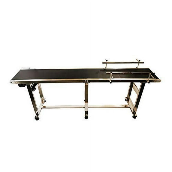 INTSUPERMAI PVC Flat Conveyor Belt System for Industrial Transport Conveyor Double Guardrails Stainless Steel 82.6"*12"