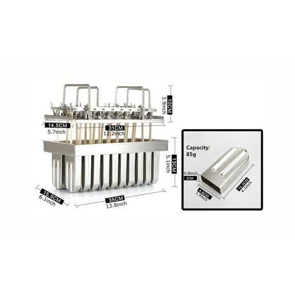 INTSUPERMAI Popsicle Mold Ice Cream Maker Round Head Double Slots Stainless Steel 85ml 20pcs