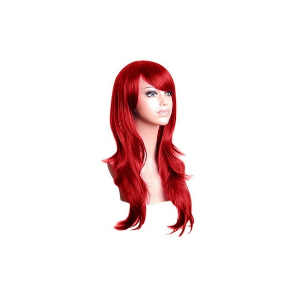 INTSUPERMAI Red 70cm Full Curly Wigs Cosplay Costume Hair Anime Party Wig