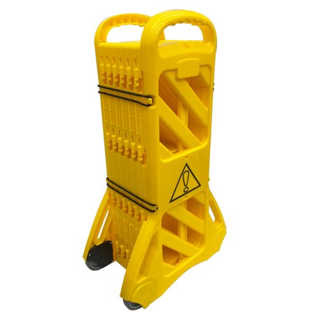 INTSUPERMAI Retractable Plastic Mobile Construction Barricade Expandable Barrier Gate Yellow