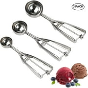 INTSUPERMAI Set of 3 Ice Cream Scoop Cookie Scoop Stainless Steel with Trigger