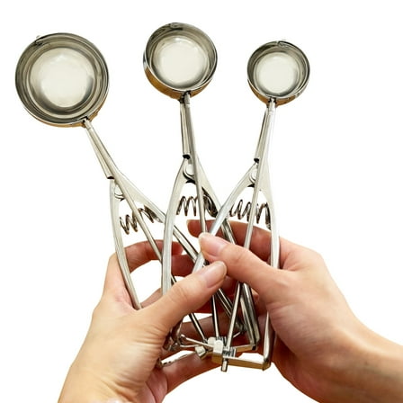 INTSUPERMAI Set of 3 Ice Cream Scoop Cookie Scoop Stainless Steel with Trigger