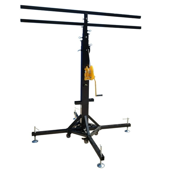 INTSUPERMAI Stage Light Stand 7m Height Double Cross Bar with 550lbs Hand Winch Lifting Tower Truss Light Stand 16 Light Positions