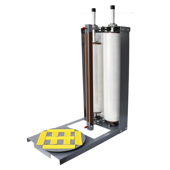INTSUPERMAI Stretch Film Baler Packaging Film Pallet Shrink Stretch Wrap Dispenser for Width 24" Table Fixed Vertiacl Double Rolls with Slide Knife