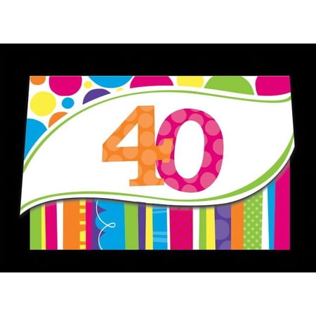 Access Bright And Bold, Invitation, Diecut Gatefold 40th, 8 Ct