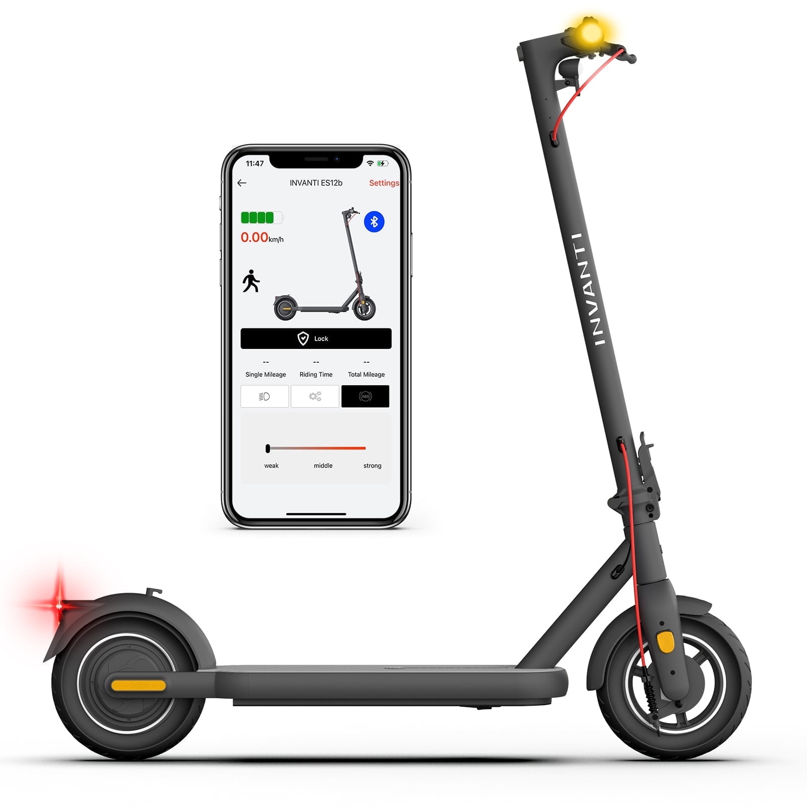 INVANTI W12S 350W Electric Scooter for Adults, 10”Honeycomb Tires, 20mph & 14Miles Range, Portable Folding Commuting E-Scooter with Turn Signals & App Control