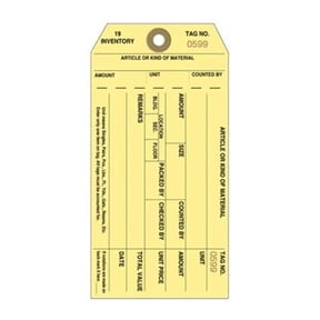 INVENTORY TAGS, 1-Part , 3-1/8" x 6-1/4", Box of 1000, Sequentially Numbered 15000 - 15999