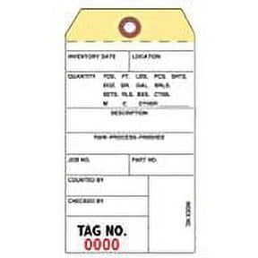 INVENTORY TAGS - Two-Part Carbonless NCR, 3-1/8" x 6-1/4", Box of 500, Numbered 1000-1499
