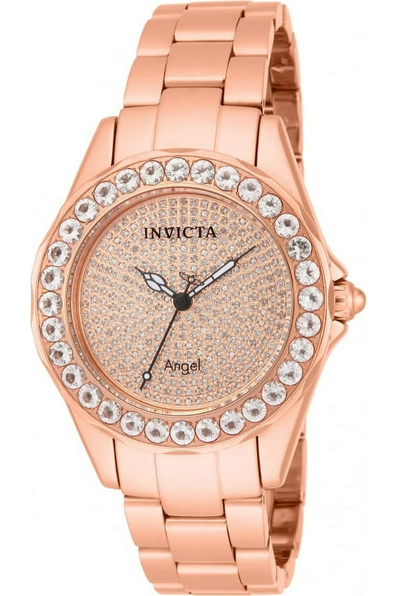 ANGEL SWISS MOVEMENT QUARTZ WATCH - ROSE GOLD CASE WITH ROSE GOLD TONE STAINLESS STEEL BAND - MODEL 14527