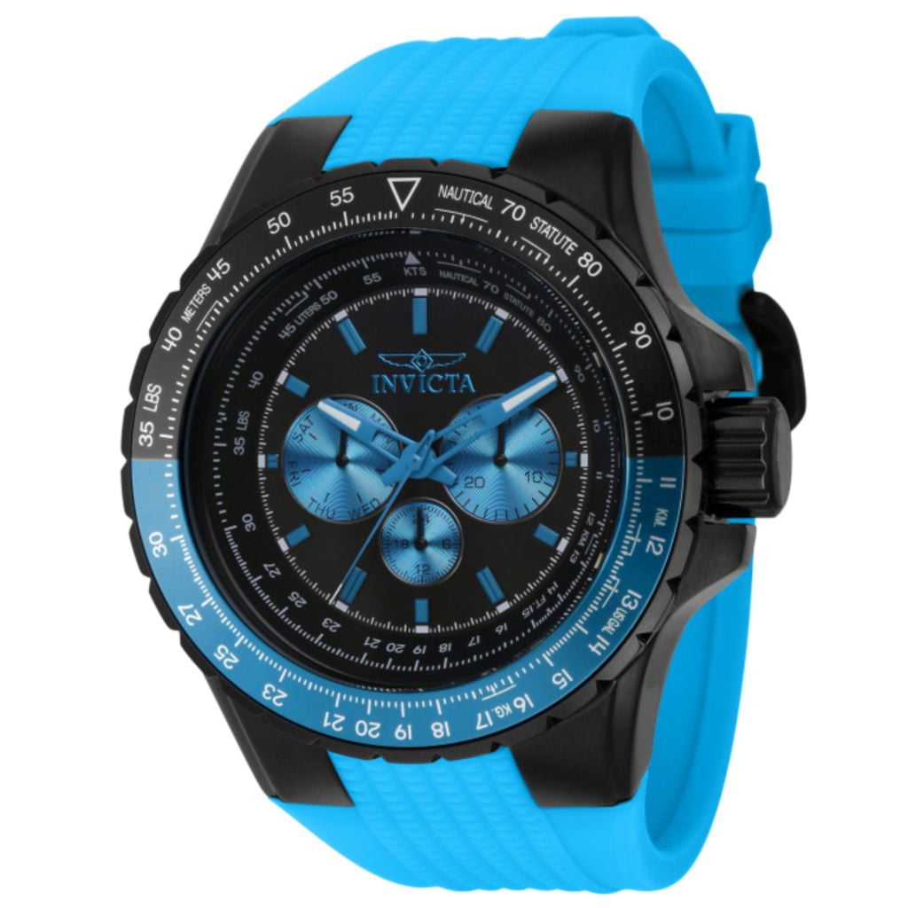 INVICTA Aviator Men 50mm Stainless Steel Black Black+Blue dial VH63 Quartz