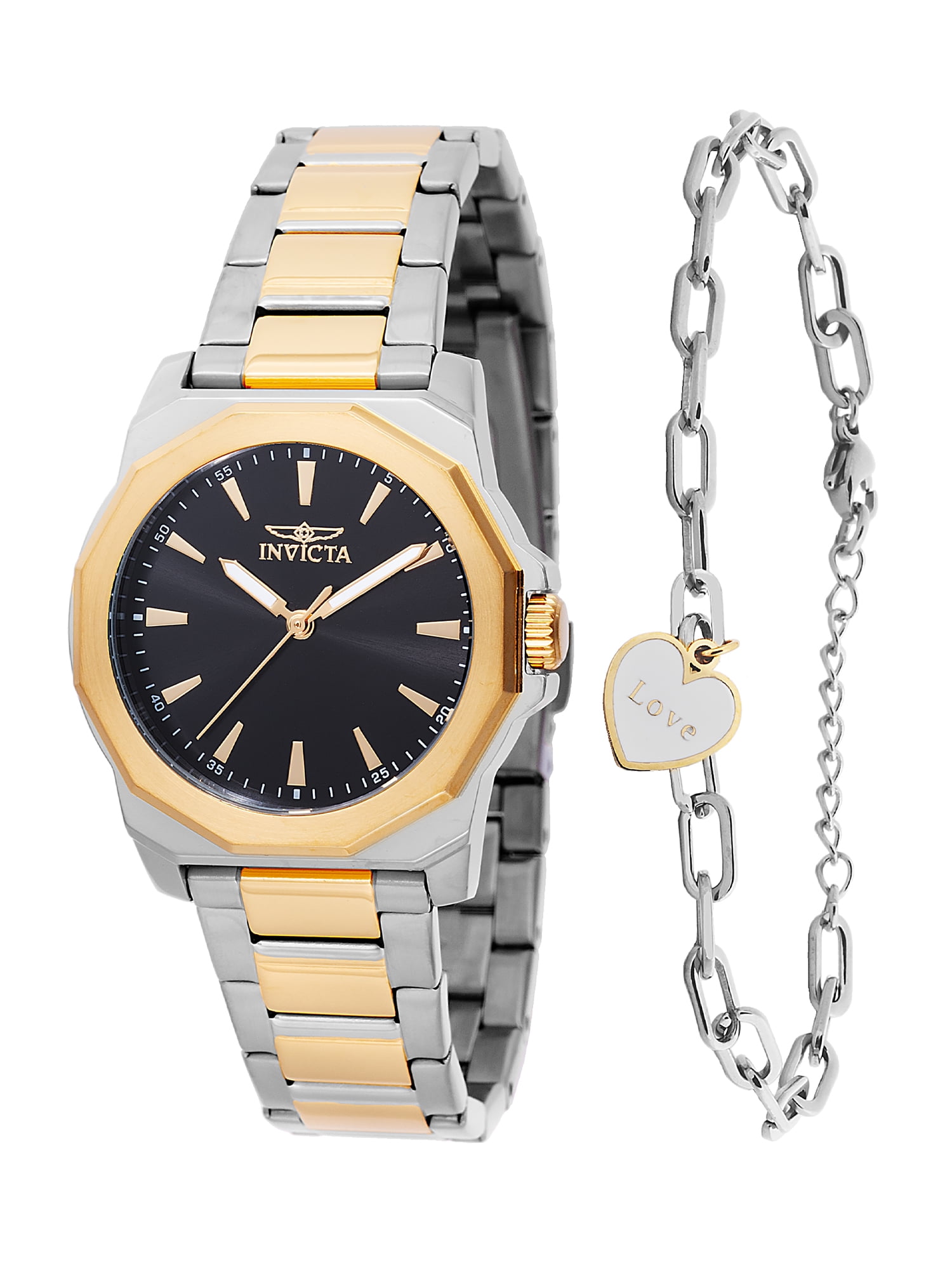 INVICTA Speedway Lady 34mm Stainless Steel Gold + Steel Black dial PC21J Quartz