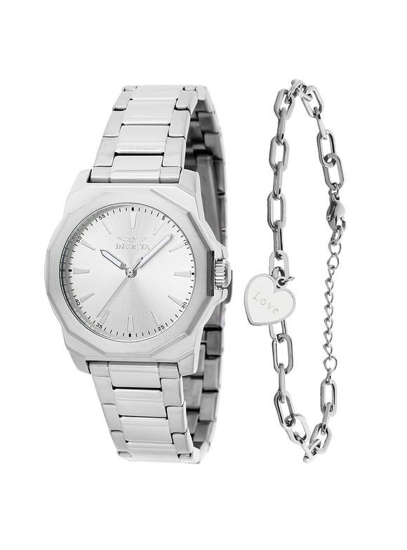 48577 Set with Speedway Ladies Watch 34mm Stainless Steel case and Silver Dial and Silver bracelet