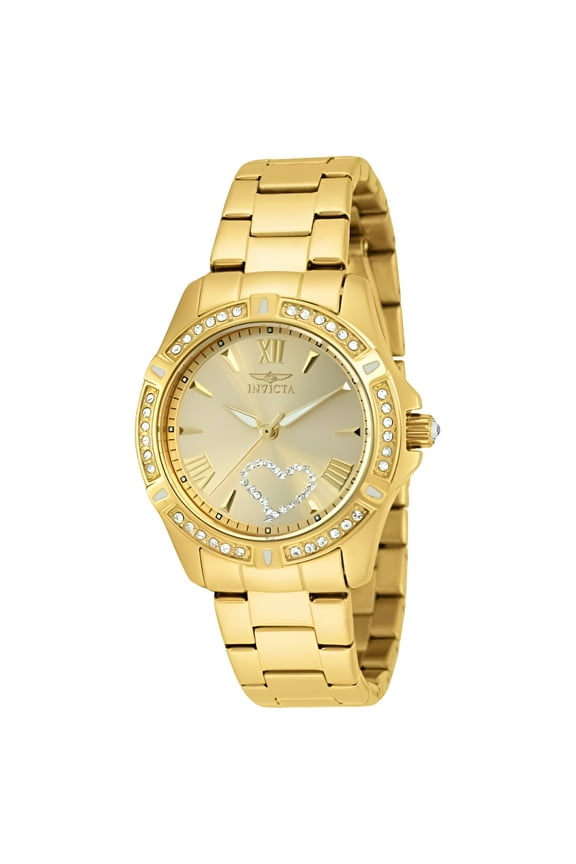 Women's 21384 Angel Crystal-Accented 18k Gold Ion-Plated Stainless Steel Watch