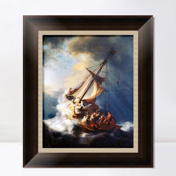 INVIN ART Framed Canvas Print The Storm on the Sea of Galilee by Rembrandt Harmenszoon van Rijn Wall Art