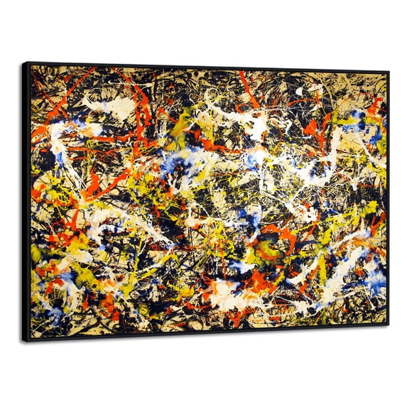INVIN ART Framed Canvas Convergence by Jackson Pollock Artwork Print Abstract Wall Art Home Decor,28"x40"
