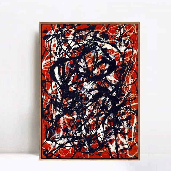 INVIN ART Framed Canvas Print Free Form by Pollock Abstract Wall Art Living Room, 24"x32"