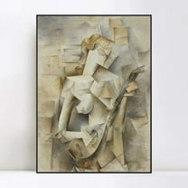 INVIN ART Framed Canvas Giclee Print Girl with A Mandolin by Picasso Wall Art Living Room, 24" X 32"