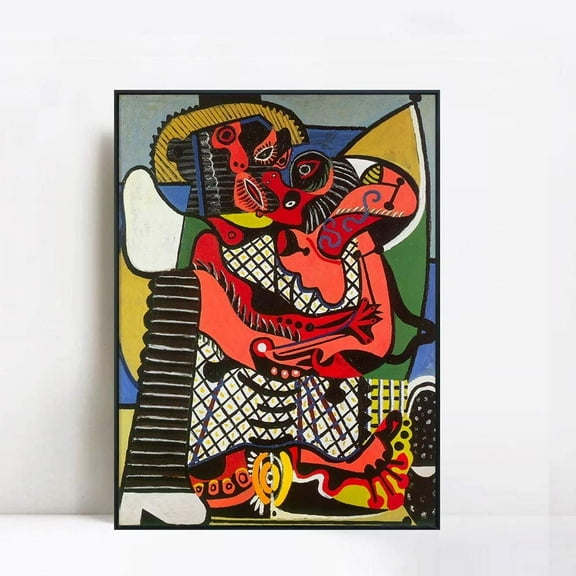 INVIN ART Framed Canvas Giclee Print The Kiss by Picasso Abstract Wall Art Living Room, 24"x32"