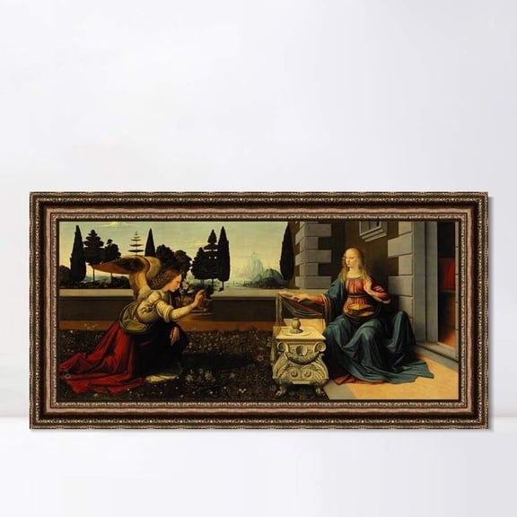 INVIN ART Framed Canvas Print Annunciation by Leonardo da Vinci Vintage Wall Art,20"x40"