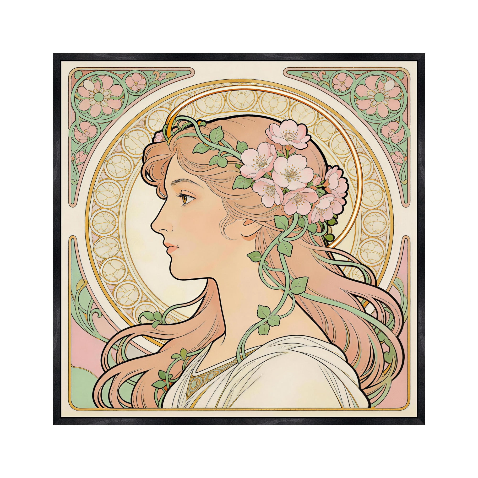 INVIN ART Framed Canvas Print Inspired by Mucha Spring Goddess Wall Art ...