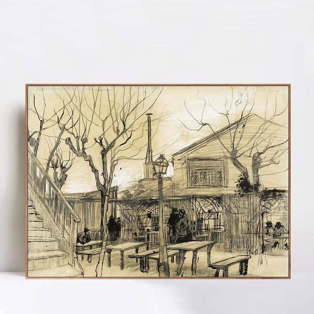 INVIN ART Framed Canvas Wall Art Guinguette, 1887 by Vincent Van Gogh ...