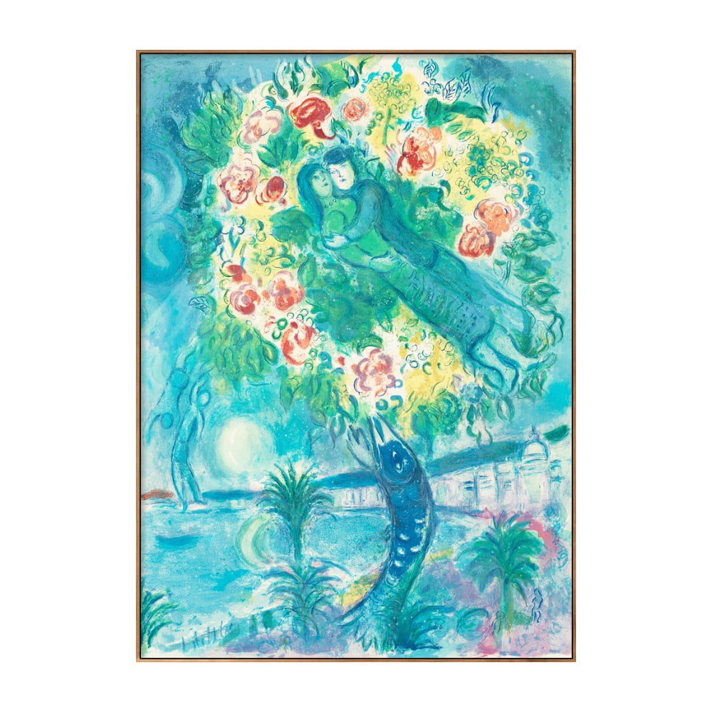 INVIN ART Framed Canvas Wall Art Lovers in the Tree by Marc Chagall ...