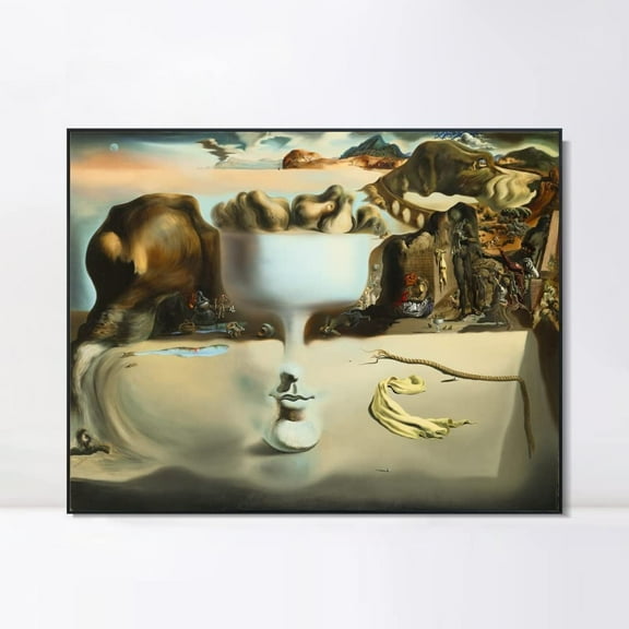 INVIN ART Framed Giclee Print Apparition of a Face and Fruit Dish on a Beach,C.1938 by Salvador Dali, 24"x32"