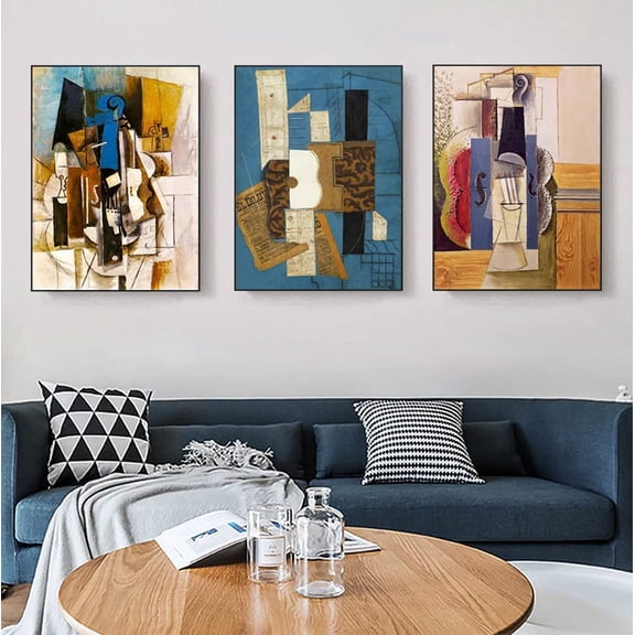 INVIN ART Framed Print Combo Painting 3 Pieces Series#16 by Pablo Picasso Canvas Wall Art, 24"x32"Each Piece