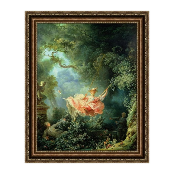 INVIN ART Framed Canvas Print The Swing by Jean Honore Fragonard Modern Wall Art Living Room, 20"x24"