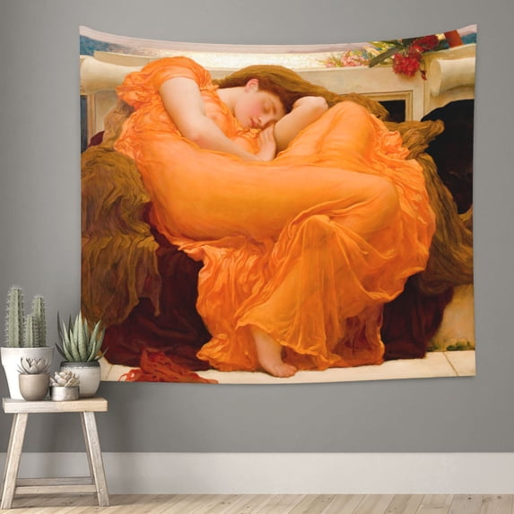 INVIN ART Tapestry Wall Hanging Art Home Decor, Flaming June by Frederic Leighton Art Print Painting for Living Room Bedroom Bathroom Dorm