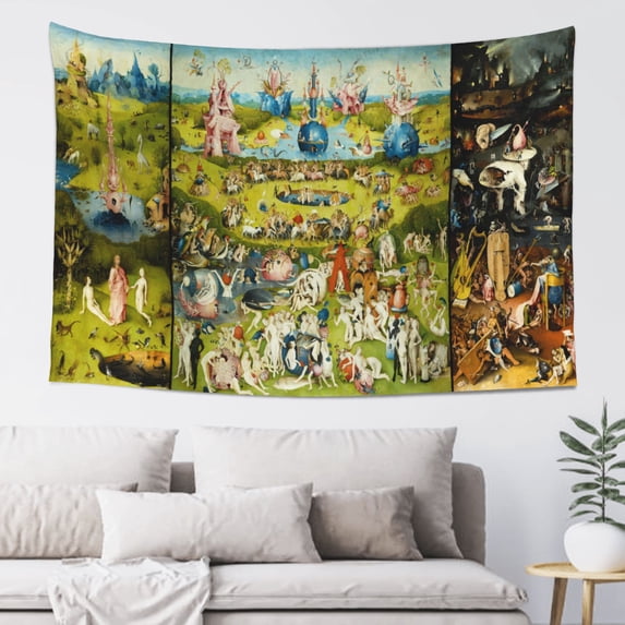 INVIN ART Tapestry Wall Hanging Art Home Decor, The Garden of Earthly Delights by Hieronymus Bosch Art Print Painting for Living Room Bedroom Bathroom Dorm