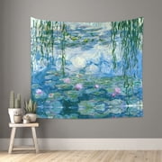 INVIN ART Tapestry Wall Hanging Art Home Decor, Water Lilies by Claude Monet Art Print Painting for Living Room Bedroom Bathroom Dorm