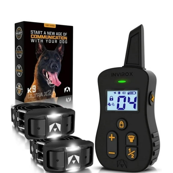 INVIROX Dog Shock Collars [Ultra K9 X2] 124 Levels, 4 Modes, Night Light, Long Range, Waterproof