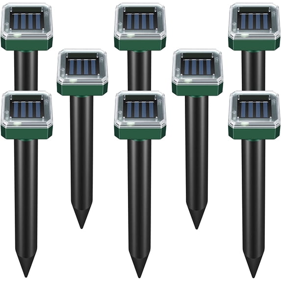 INVISBlUE Solar Powered Mole and Groundhog Repellent, Sonic Mole Deterrent Spikes, Snake Rodent Gopher Repellent for Lawn Garden & Yard,8 Packs