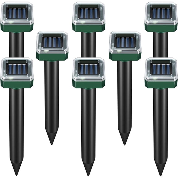 INVISBlUE Solar Powered Mole and Groundhog Repellent, Sonic Mole Deterrent Spikes, Snake Rodent Gopher Repellent for Lawn Garden & Yard,8 Packs