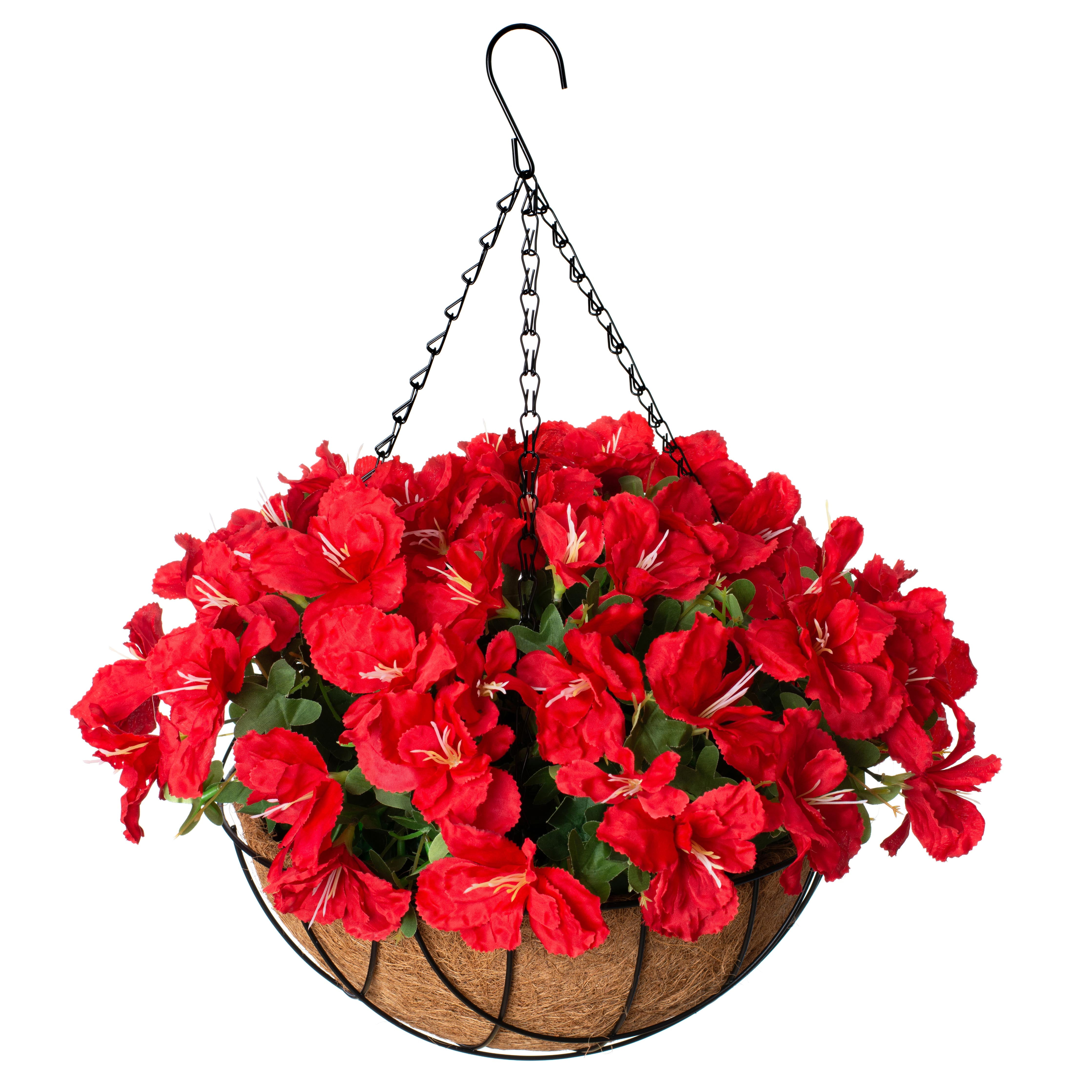 INXUGAO Artificial Flowers Hanging Basket for Outdoor Indoor , Fake ...