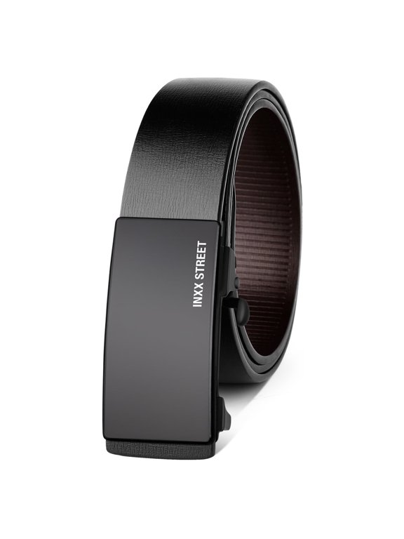 Men's Black Automatic Buckle Leather Belt - Made of cowhide, suitable for business and casual wear, durable and stylish, belt size 39-41, width 1.5 inches