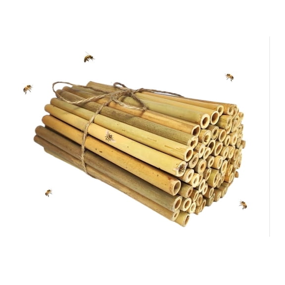 INature Solitary Bee Bamboo Tubes - 4" Length, Pack of 100, Perfect for Mason Bee Houses and Garden Pollination Kits