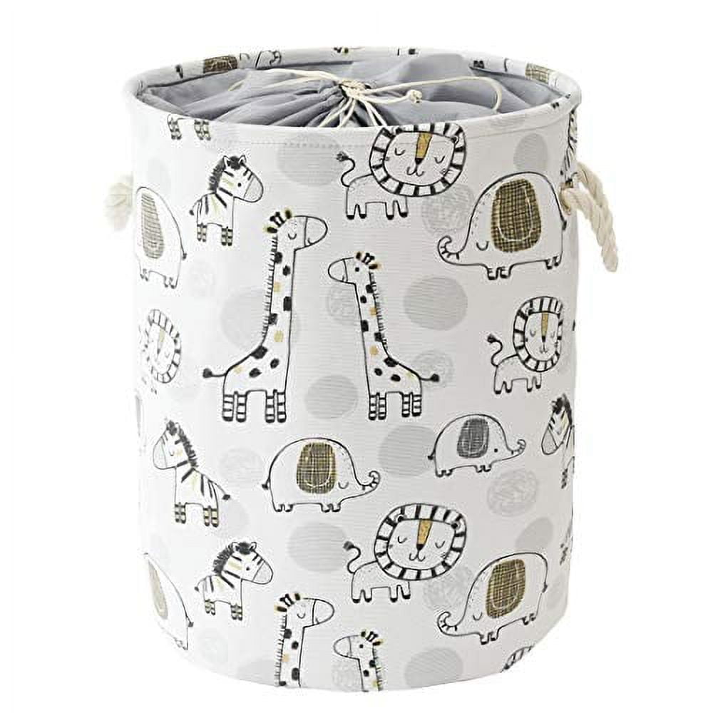 INough Baby Laundry Basket Baby Hamper Kids Laundry Basket, Toy Baskets Nursery Hamper for Boys, Kids Storage Basket Safari Nursery Decor Baby Clothes Hamper with Drawstring Closure(Giraffe)