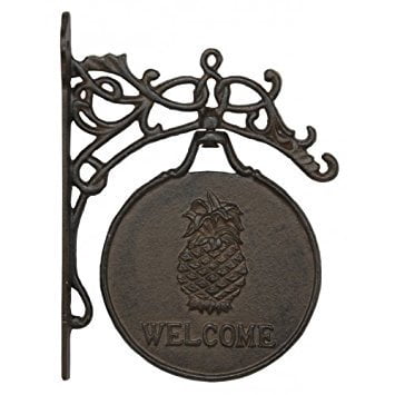 INsideOUT Iron Pineapple Welcome Plaque Swivels on Bracket