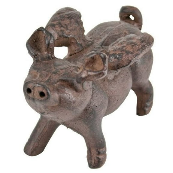 INsideOUT Whimsical Cast Iron Flying Pig Statue