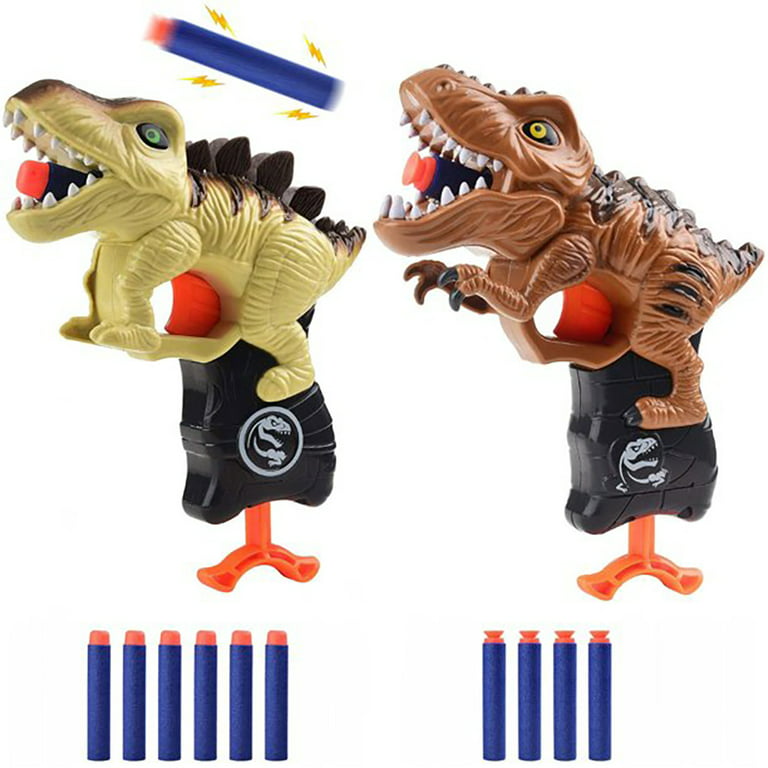 INvench 2Pack Dinosaur Toy Blaster Foam Gun Toys for Kids Ages 3-7