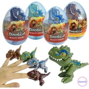 INvench 4Pcs Dinosaur Eggs Toys for Kids,Biting Fingers Tyrannosaurus Dinosaur Figure Toys Easter Eggs Party Favors