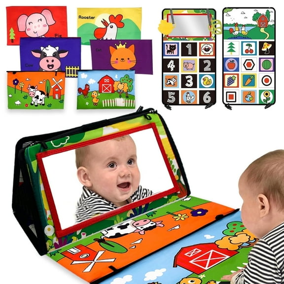 Baby Essentials Toys 3-6 Months, Tummy Play Time Mirror with Teether Toy for Newborn Baby Christmas Gifts